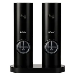Set di 2 macinini elettrici in ceramica per sale e pepe / Nero opaco