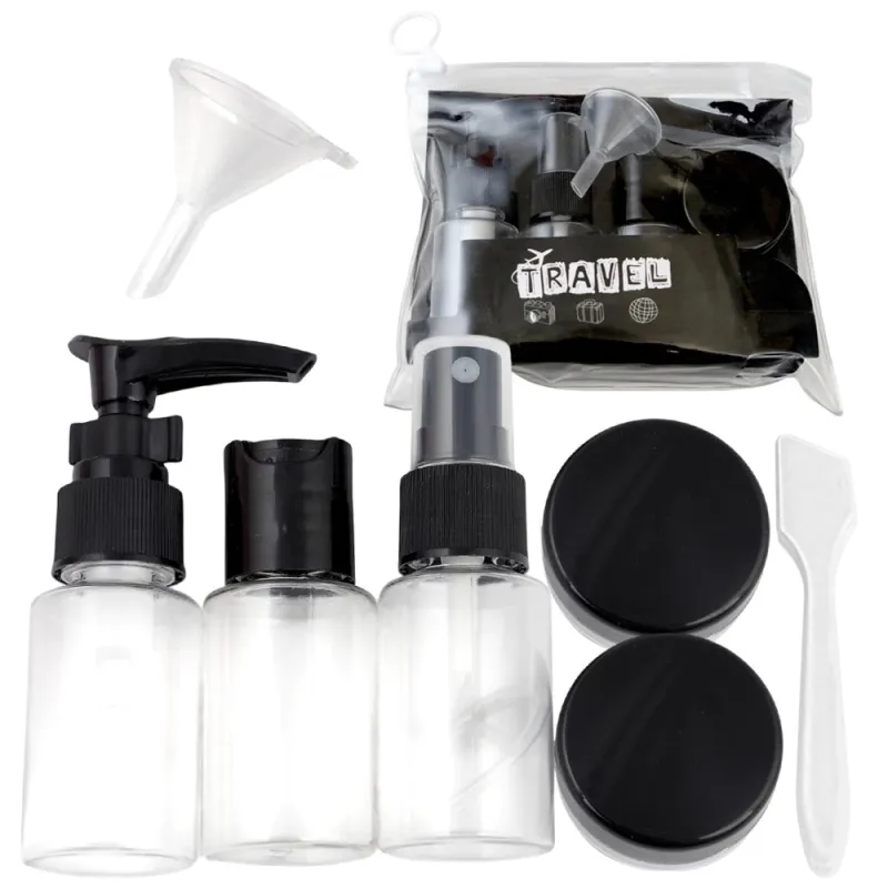 Set da viaggio di contenitori e flaconi per cosmetici HOLIDAY / Nero