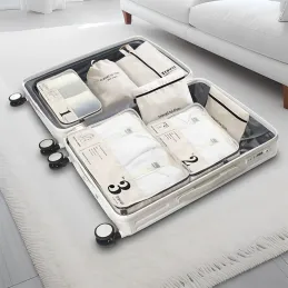 Set da viaggio da 7 pezzi per abbigliamento e cosmetici TRAVEL LUX / Bianco