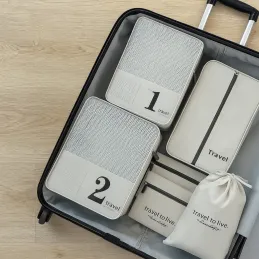 Set da viaggio da 7 pezzi per abbigliamento e cosmetici TRAVEL LUX / Bianco