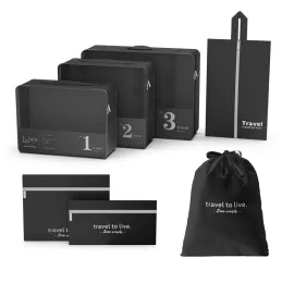 Set da viaggio 7 pezzi per abbigliamento e cosmetici TRAVEL LUX / Nero