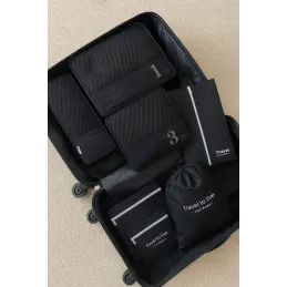 Set da viaggio 7 pezzi per abbigliamento e cosmetici TRAVEL LUX / Nero
