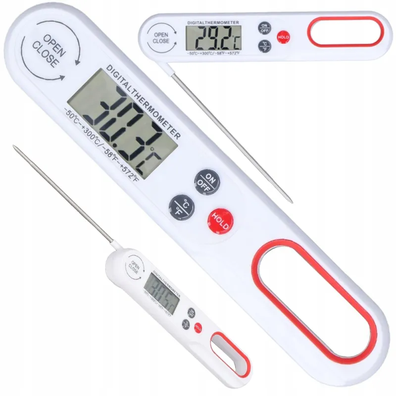 Termometro pieghevole per alimenti con display LCD THERMO LED / Bianco