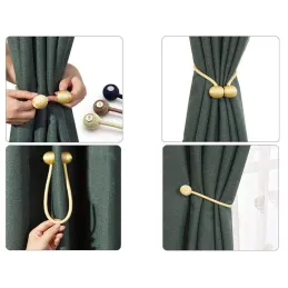 Set da 2 pezzi - Fermatende magnetici decorativi per tende PINS / Oro