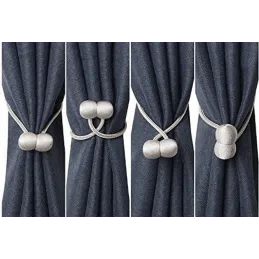 Set da 2 pezzi - Fermatende magnetiche decorative per tende PINS / Argento