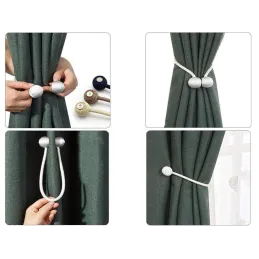 Set da 2 pezzi - Fermatende magnetiche decorative per tende PINS / Argento