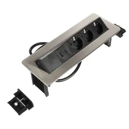Presa elettrica a scomparsa LUNAR SCHUKO 3x230V + ricarica USB A-C / Acciaio inox