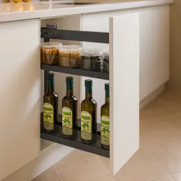 Cestello estraibile con sponde in vetro GENESIS con chiusura ammortizzata / Antracite