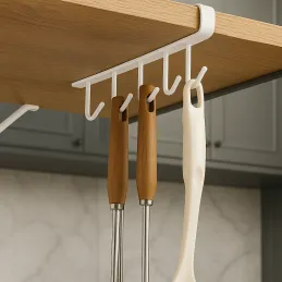 Appendino metallico sottopensile con 6 ganci DRAFT / Bianco opaco