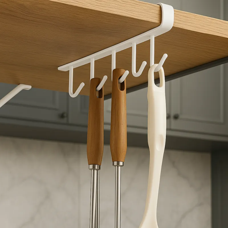 Appendino metallico sottopensile con 6 ganci DRAFT / Bianco opaco