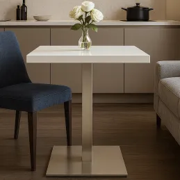 Tavolo da pranzo MOX QUADRO / Acciaio inox - Bianco lucido