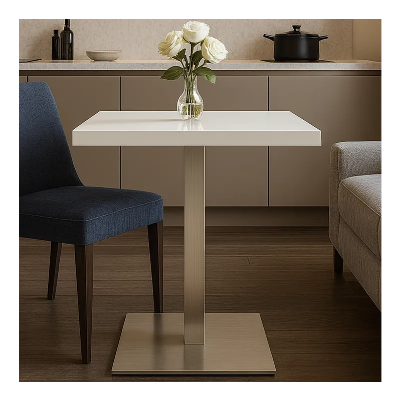 Tavolo da pranzo MOX QUADRO / Acciaio inox - Bianco lucido