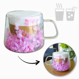 Tazza termica per bevande con fiori FLOWER GLASS 180 ml / Viola chiaro