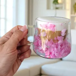 Tazza termica per bevande con fiori FLOWER GLASS 180 ml / Viola chiaro