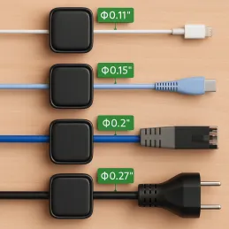 Set da 12 supporti magnetici per cavi / Nero opaco