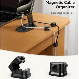 Set da 12 supporti magnetici per cavi / Nero opaco
