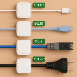 Set da 12 supporti magnetici per cavi / Bianco opaco