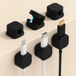 Set da 12 supporti magnetici per cavi / Nero opaco