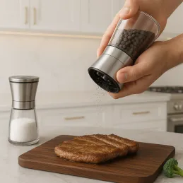 Set di 2 macinini in ceramica per sale e pepe AGIA / Acciaio inox