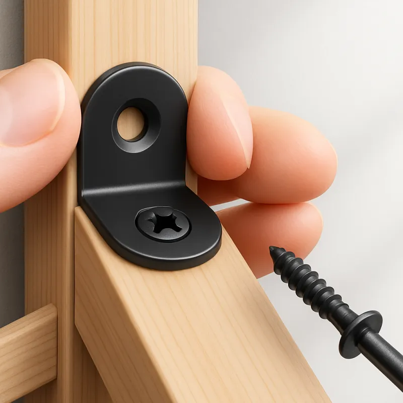 Squadra di giunzione 20 x 20 mm con viti / Zinco nero