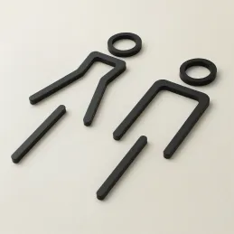 Set da 2 pezzi di pittogrammi WC uomini + donne / Nero opaco