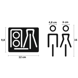 Set da 2 pezzi di pittogrammi WC uomini + donne / Nero opaco
