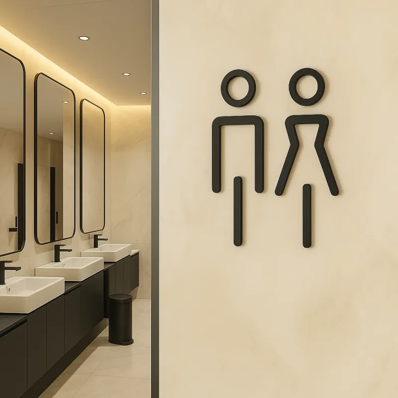 Set da 2 pezzi di pittogrammi WC uomini + donne / Nero opaco