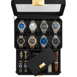 Portagioie di design BUGATI WATCH con scomparto per orologi / Nero-oro
