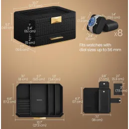 Portagioie di design BUGATI WATCH con scomparto per orologi / Nero-oro