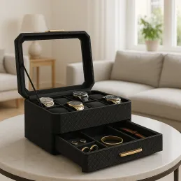 Portagioie di design BUGATI WATCH con scomparto per orologi / Nero-oro