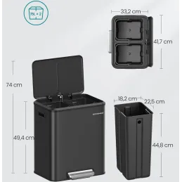 Pattumiera STING con pedale 2x15L / Antracite