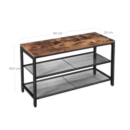 Scarpiera con sgabello VIANO 800 / Nero opaco - legno vintage