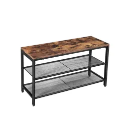 Scarpiera con sgabello VIANO 800 / Nero opaco - legno vintage