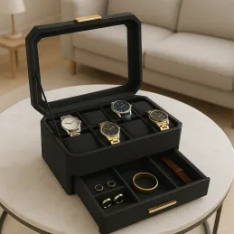 Portagioie di design BUGATI WATCH con scomparto per orologi / Nero-oro