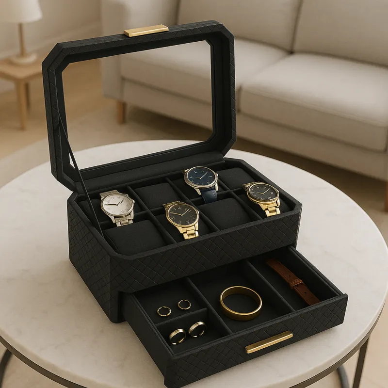 Portagioie di design BUGATI WATCH con scomparto per orologi / Nero-oro