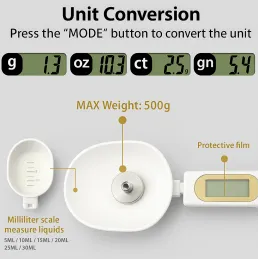 Mestolo da cucina con display LCD e bilancia ELECTRA / Bianco