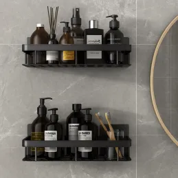 Set di 2 mensole sospese da bagno LIAN / Nero opaco