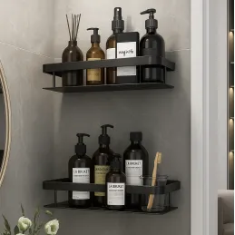 Set di 2 mensole sospese da bagno LIAN / Nero opaco