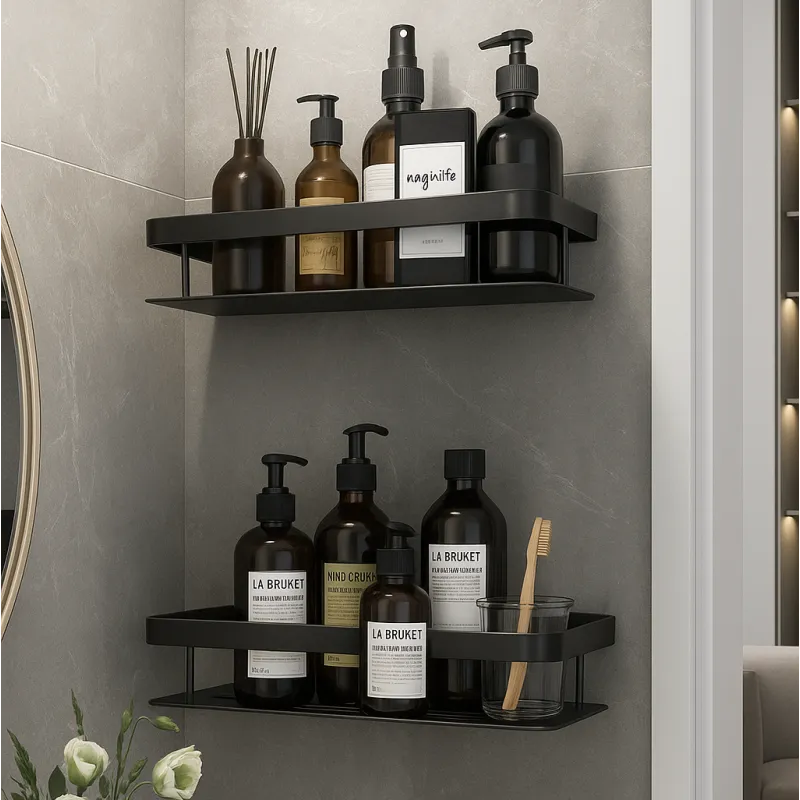 Set di 2 mensole sospese da bagno LIAN / Nero opaco