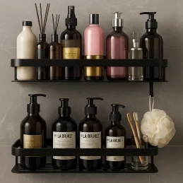Set di 2 mensole sospese da bagno LIAN / Nero opaco