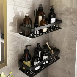 Set di 2 mensole sospese da bagno LIAN / Nero opaco