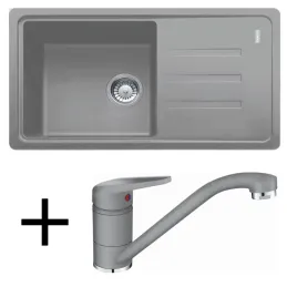 Set G121 Lavello in granito Franke BSG 611-78/39 + Miscelatore FC 9541 / Grigio pietra