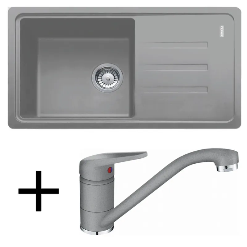 Set G121 Lavello in granito Franke BSG 611-78/39 + Miscelatore FC 9541 / Grigio pietra