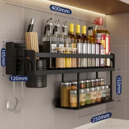 Mensola da cucina sospesa XENIA 400 mm / Nero opaco