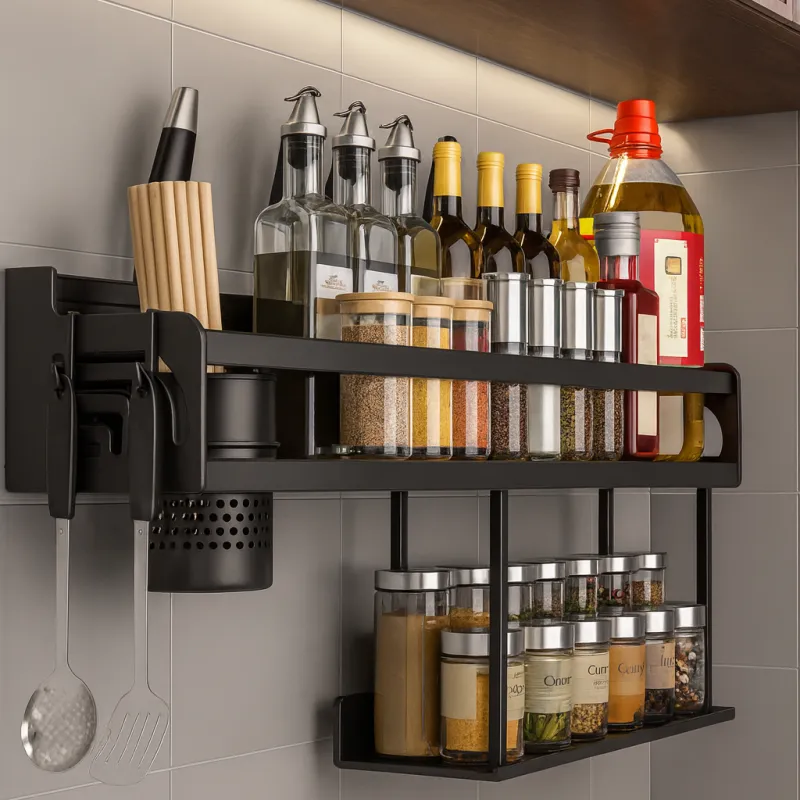 Mensola da cucina sospesa XENIA 400 mm / Nero opaco