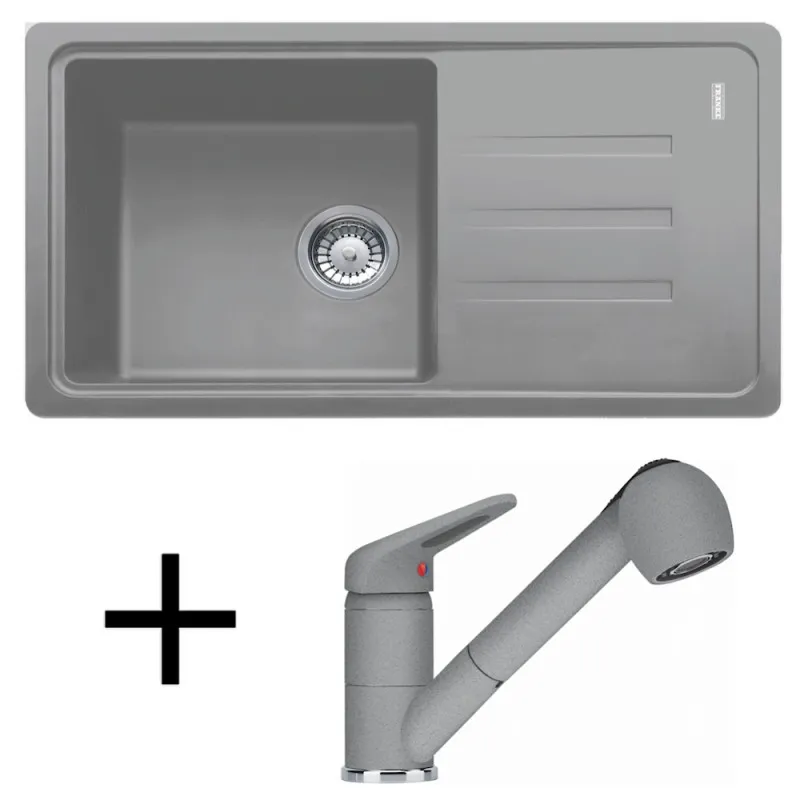 Set G122 Lavello in gres Franke BSG 611-78/39 + Miscelatore FC 9541 / Grigio pietra