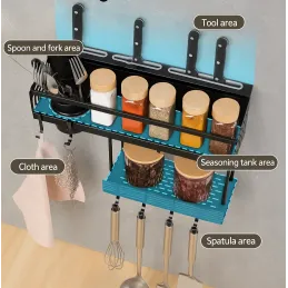 Mensola da cucina sospesa XENIA 600 mm / Nero opaco