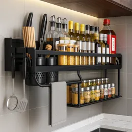 Mensola da cucina sospesa XENIA 600 mm / Nero opaco