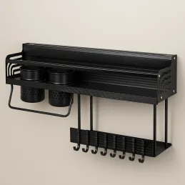 Mensola da cucina sospesa XENIA 600 mm / Nero opaco