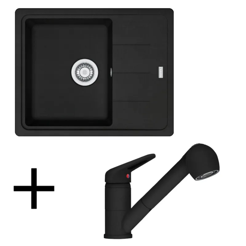 Set G55 Franke Lavello in ceramica BFG 611-62 + Miscelatore FC 9547 / Doccetta / Nero opaco